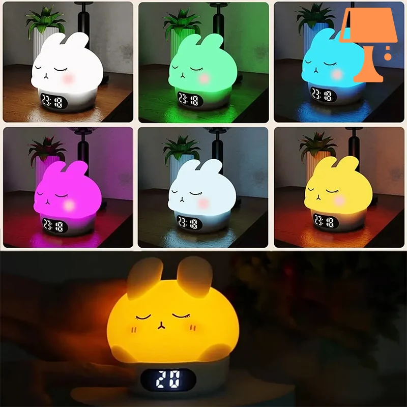 BunnyGlow - Charmante kaninformet Nachttischlampe und Wecker
