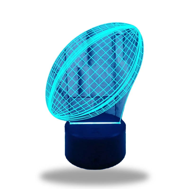 RugbyGlow – Dynamische 3D Illusions-Rugbyballlampe mit fernbedienbaren Farben