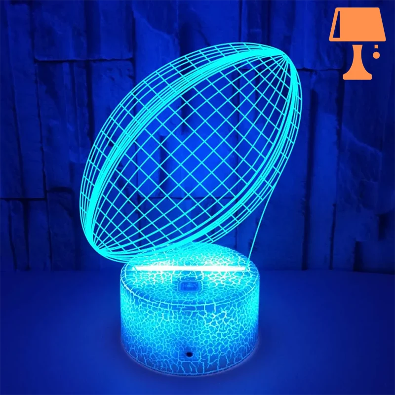 RugbyGlow – Dynamische 3D Illusions-Rugbyballlampe mit fernbedienbaren Farben