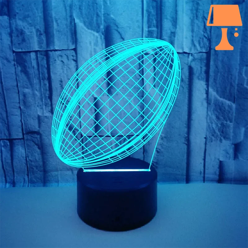 RugbyGlow – Dynamische 3D Illusions-Rugbyballlampe mit fernbedienbaren Farben