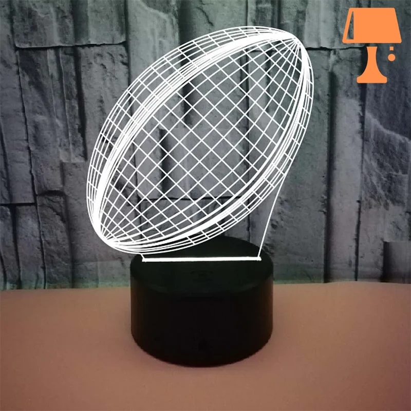 RugbyGlow – Dynamische 3D Illusions-Rugbyballlampe mit fernbedienbaren Farben