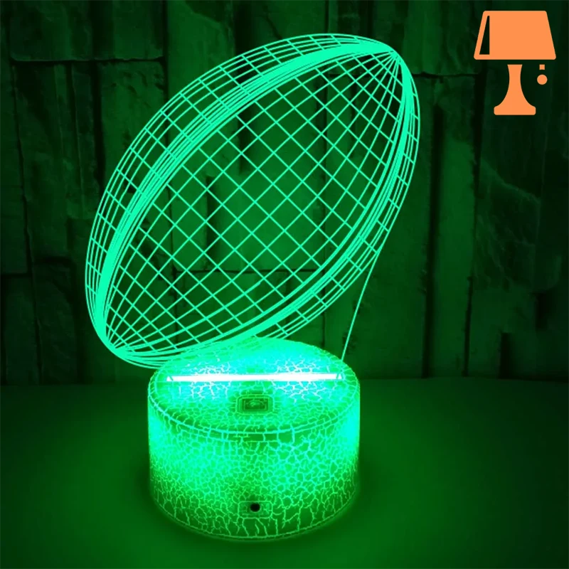 RugbyGlow – Dynamische 3D Illusions-Rugbyballlampe mit fernbedienbaren Farben
