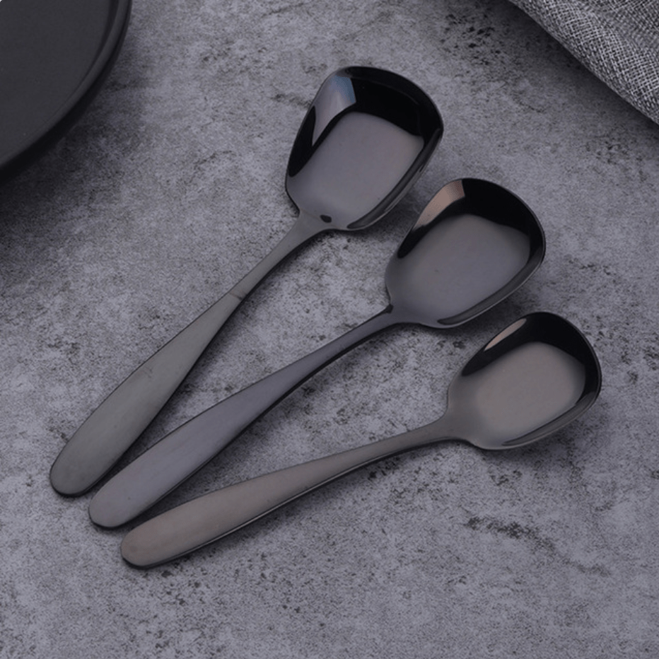 TrioServe - Elegantes 3-teiliges Servierlöffel-Set mit flachem Boden