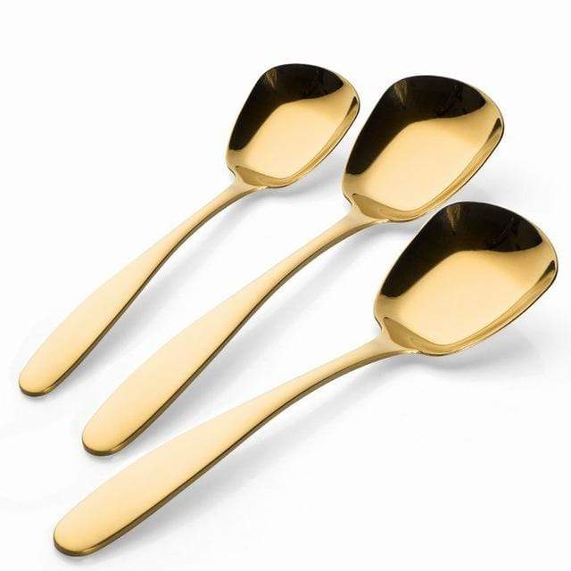 TrioServe - Elegantes 3-teiliges Servierlöffel-Set mit flachem Boden