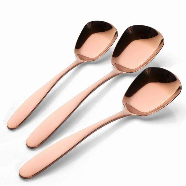 TrioServe - Elegantes 3-teiliges Servierlöffel-Set mit flachem Boden