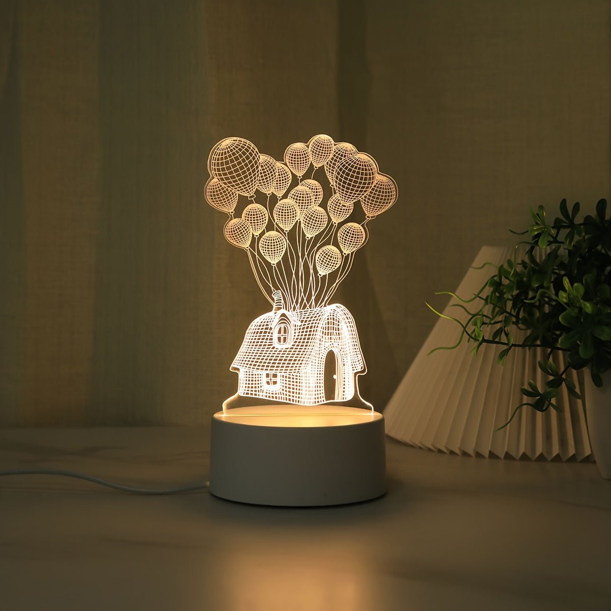 SkyGlow 3D Ballonhaus LED Nachtlampe – USB-angeschlossenes Umgebungslicht
