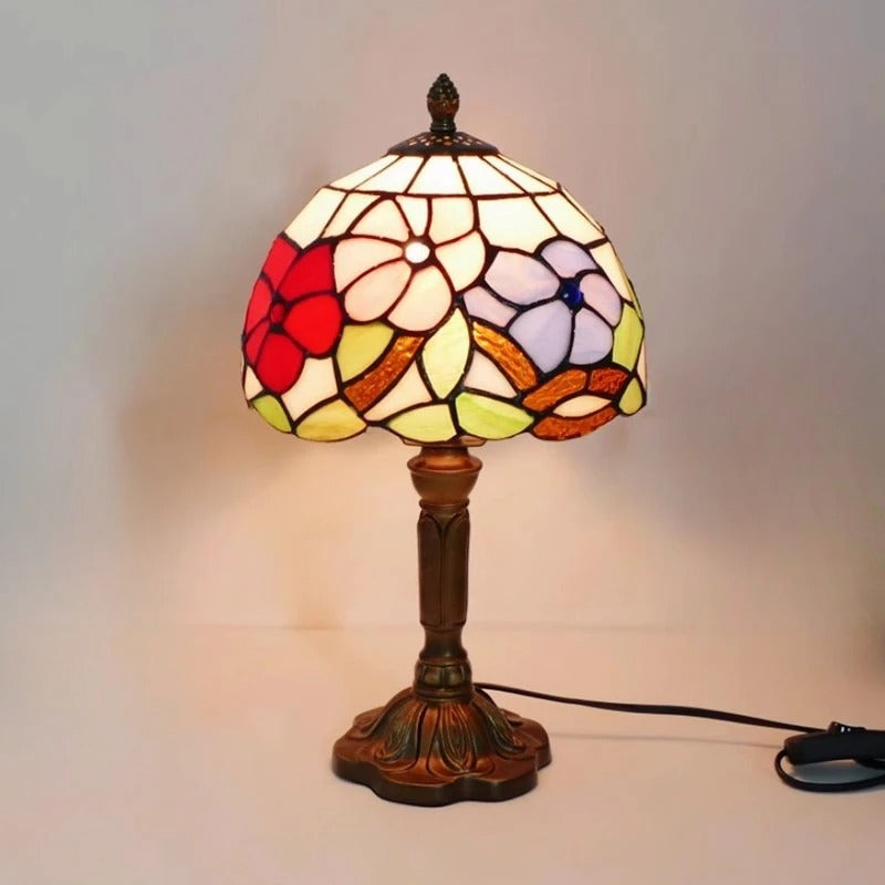 Vintage Tiffany-Glas Retro Barock LED-Tischlampe E27