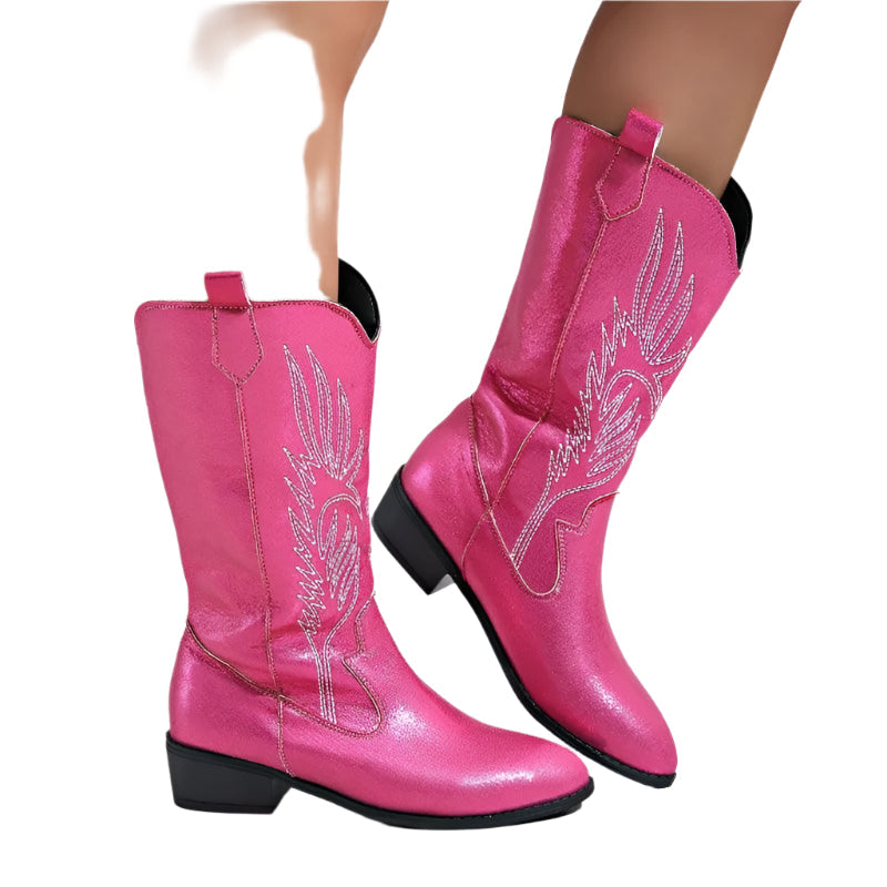 Savannah Slip-On Western-Stiefel für Frauen – Bequemer Cowboy-Stil bis zur Mitte der Wade