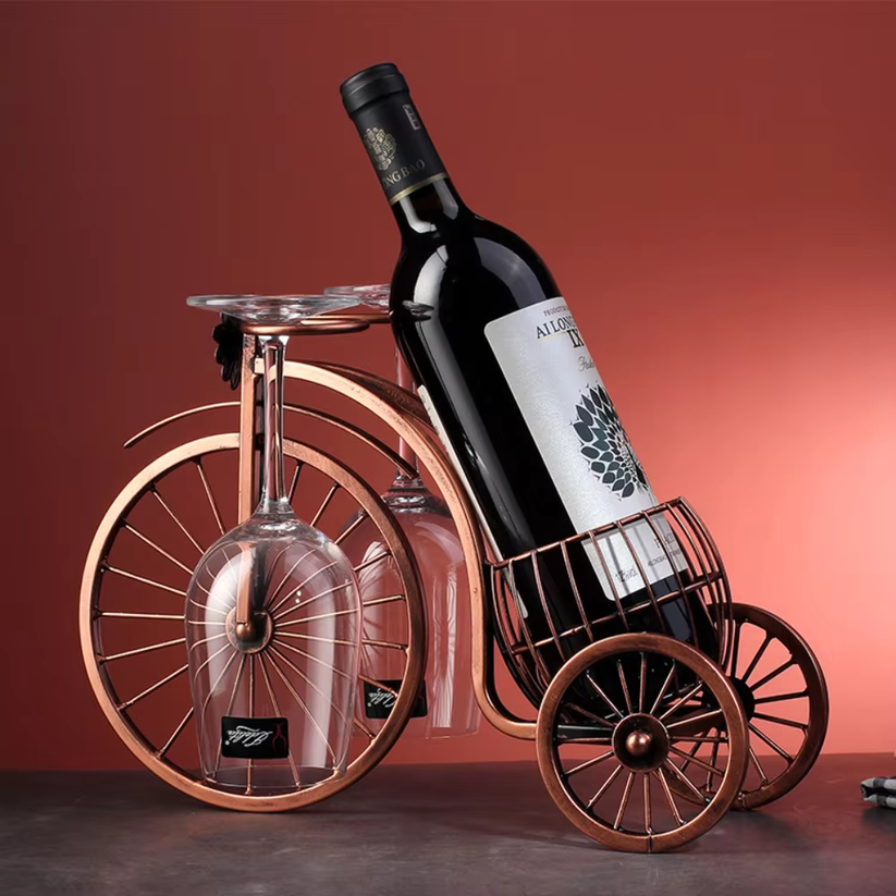 Pedal&Pour - Vintage Weinregal mit Glashaltern