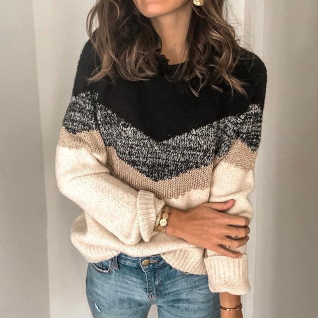 Line - Warmer langärmeliger Pullover mit Rundhalsausschnitt für Damen