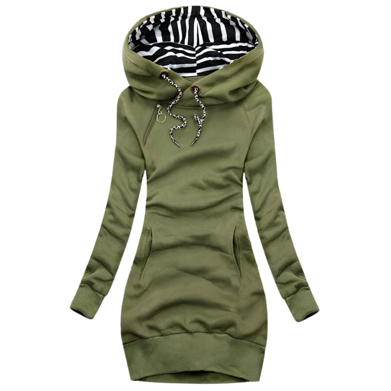 Sofie Elegante Kleid mit Kapuze und langen Ärmeln – Winterkleid für Frauen