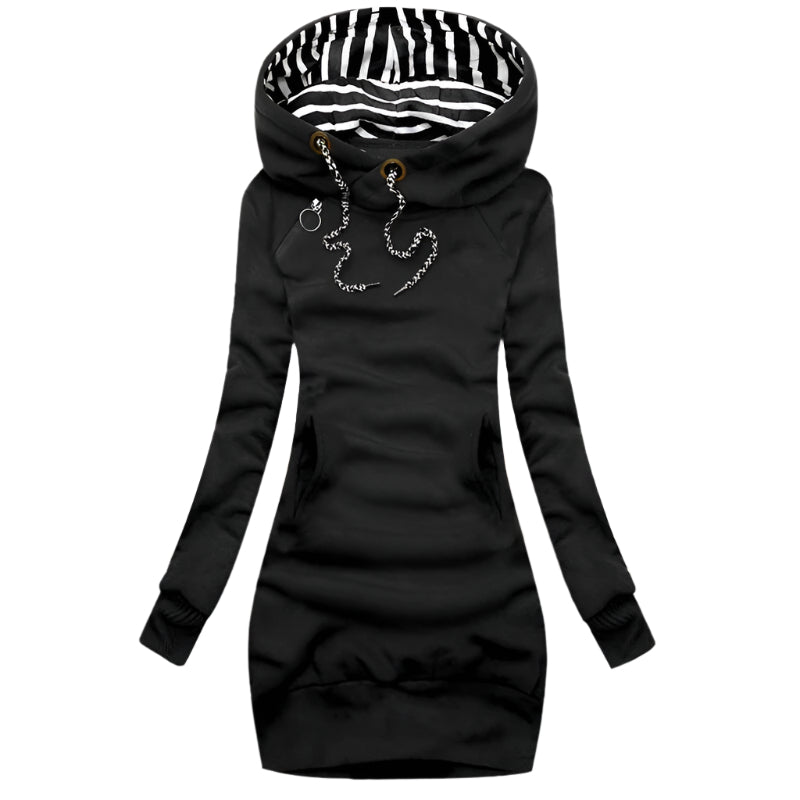 Sofie Elegante Kleid mit Kapuze und langen Ärmeln – Winterkleid für Frauen