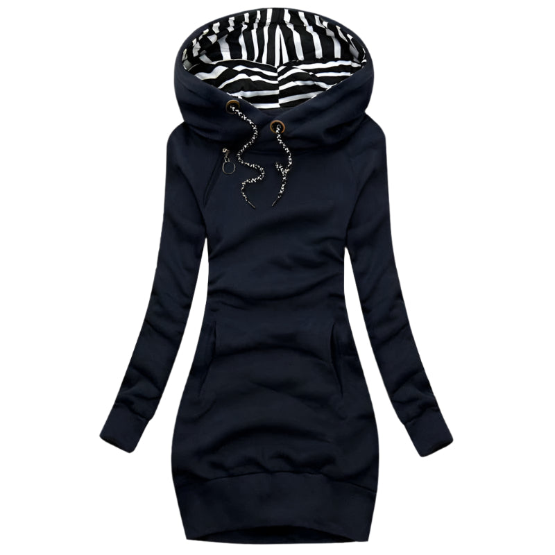 Sofie Elegante Kleid mit Kapuze und langen Ärmeln – Winterkleid für Frauen