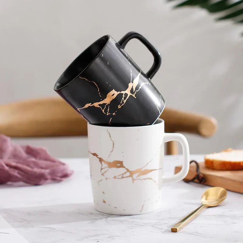 LumiStone Kaffe Becher mit Auffälligem Muster und Glänzender Oberfläche
