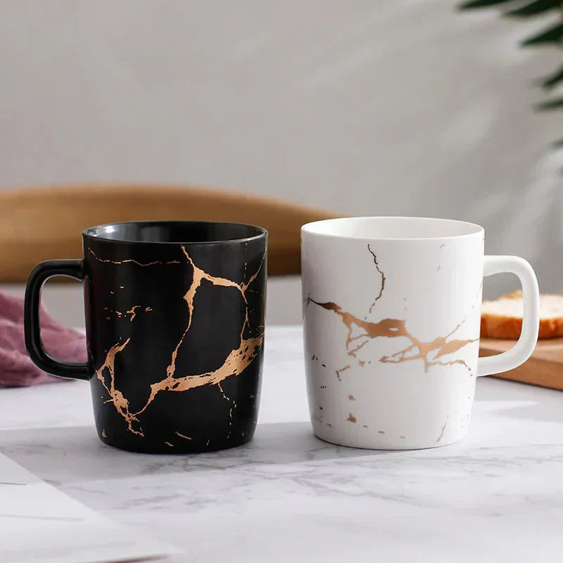 LumiStone Kaffe Becher mit Auffälligem Muster und Glänzender Oberfläche