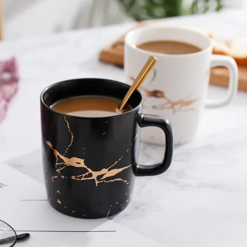 LumiStone Kaffe Becher mit Auffälligem Muster und Glänzender Oberfläche