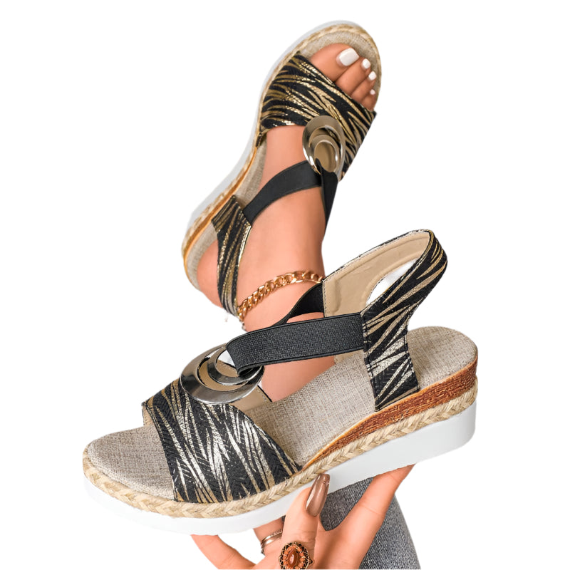 Belinda - Elastische Sandalen mit offener Spitze und Schnalle
