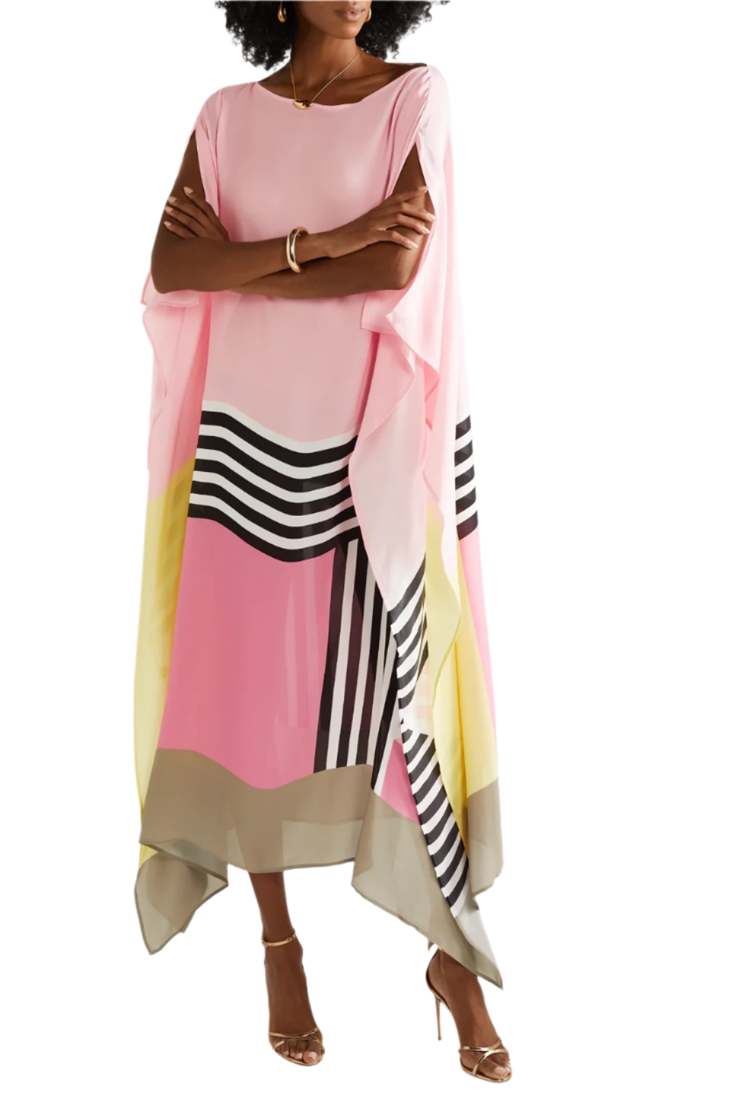 Cristy - Lange geometrische Kleid mit Überärmeln