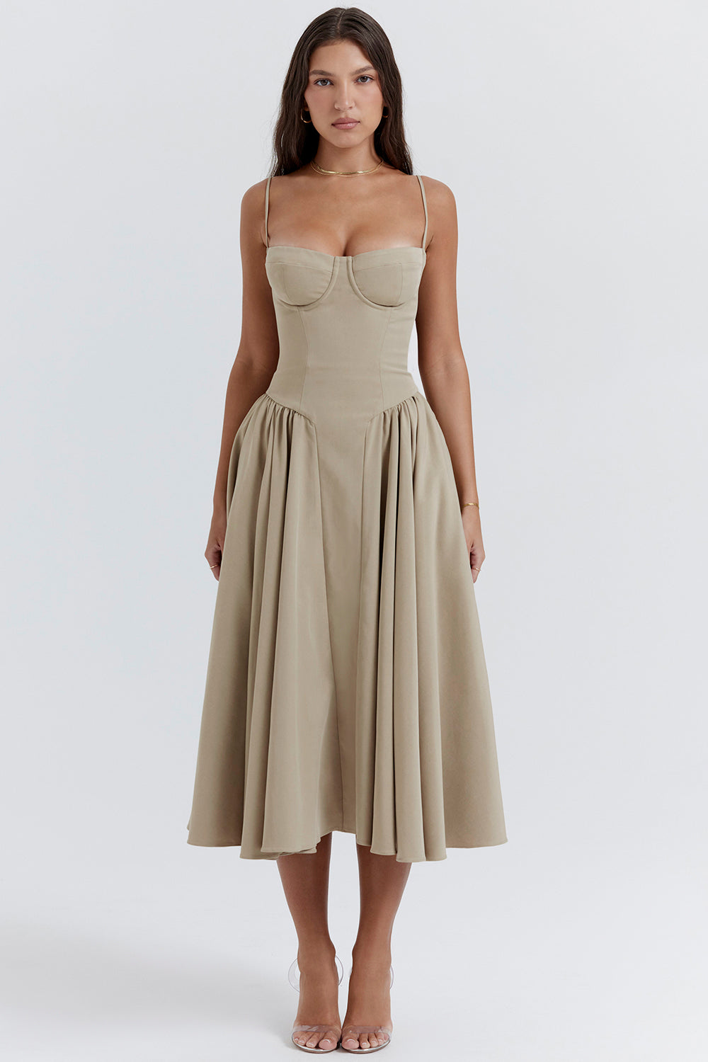Élodie Verfeinerte Midi-Kleid