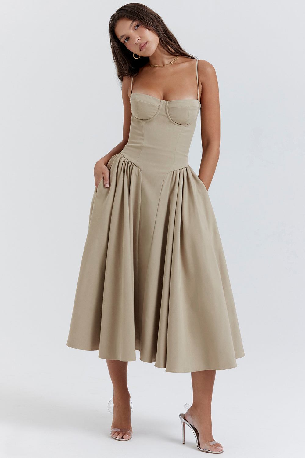 Élodie Verfeinerte Midi-Kleid
