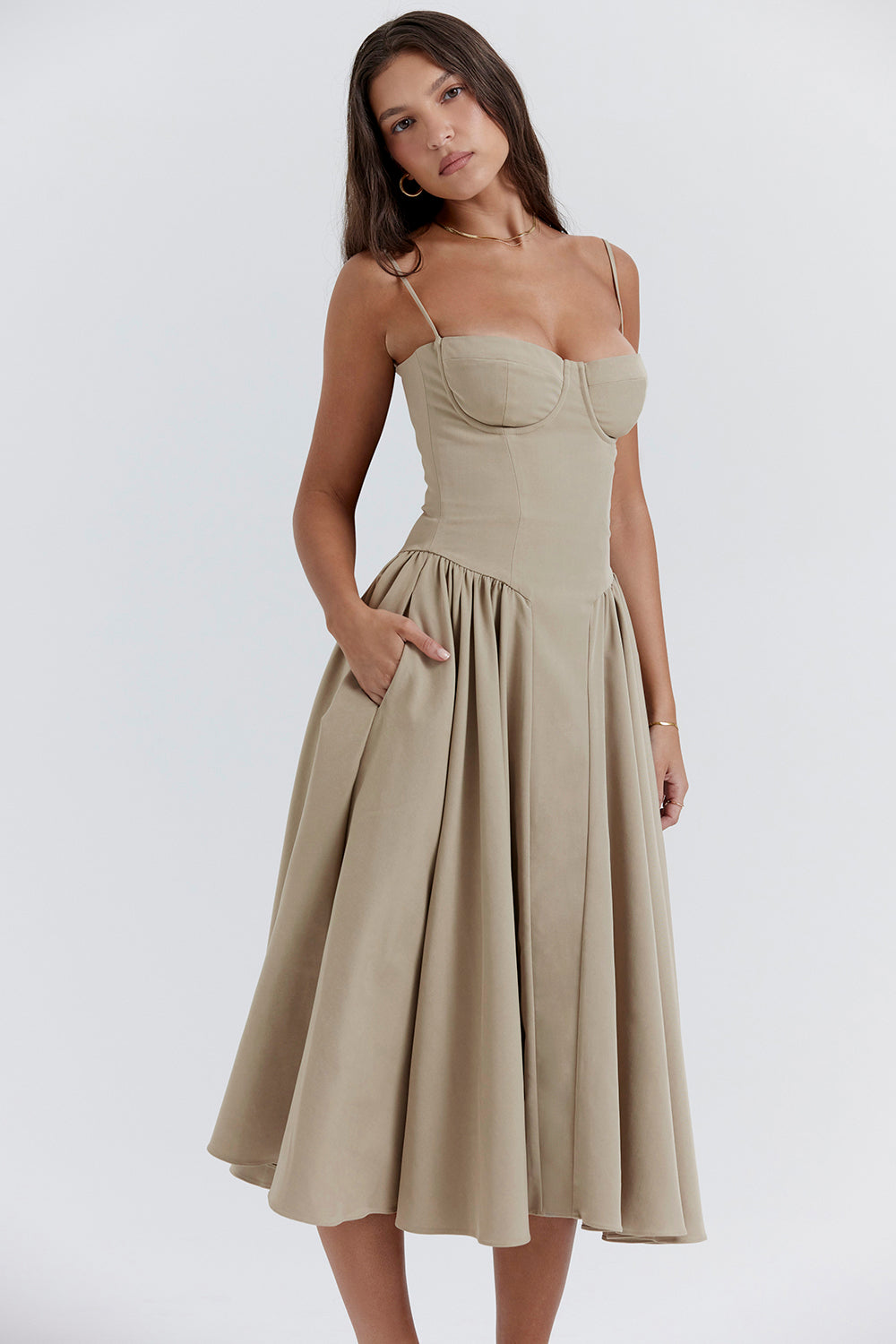 Élodie Verfeinerte Midi-Kleid