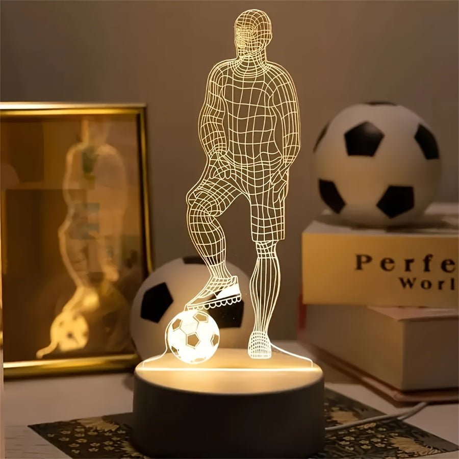 StrikerLite 3D Fußballspieler LED-Tischlampe – Sportliche Lichtillusion Dekoration