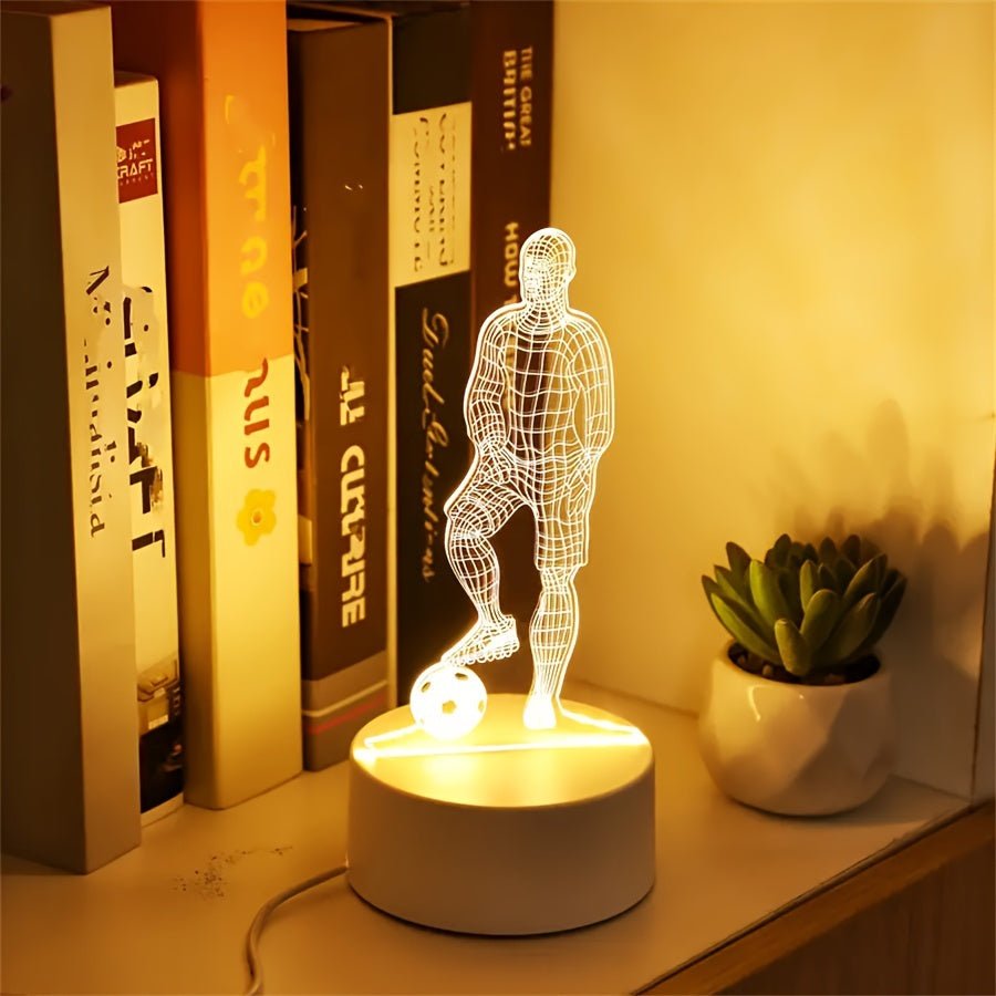 StrikerLite 3D Fußballspieler LED-Tischlampe – Sportliche Lichtillusion Dekoration