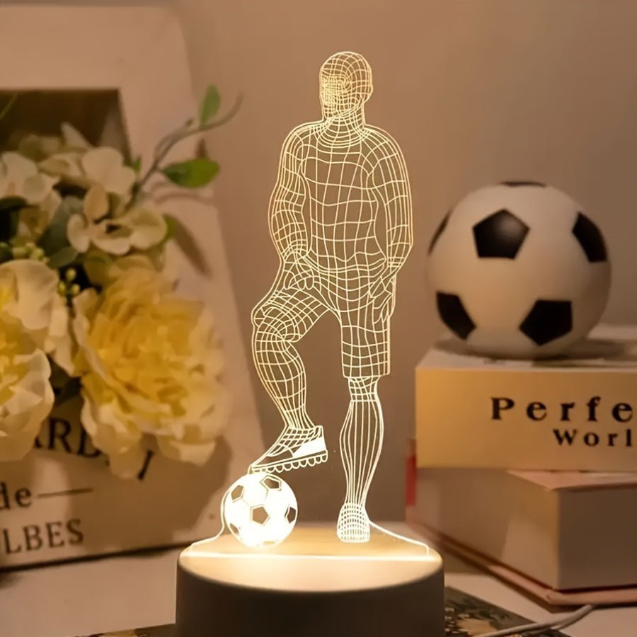 StrikerLite 3D Fußballspieler LED-Tischlampe – Sportliche Lichtillusion Dekoration