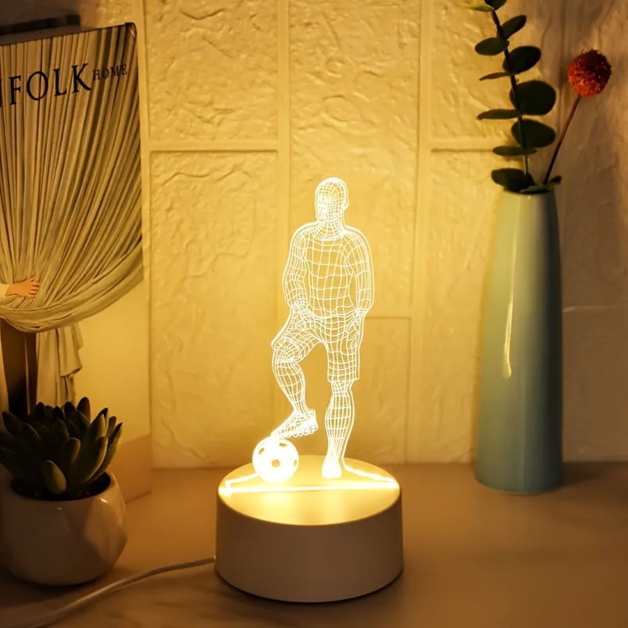 StrikerLite 3D Fußballspieler LED-Tischlampe – Sportliche Lichtillusion Dekoration