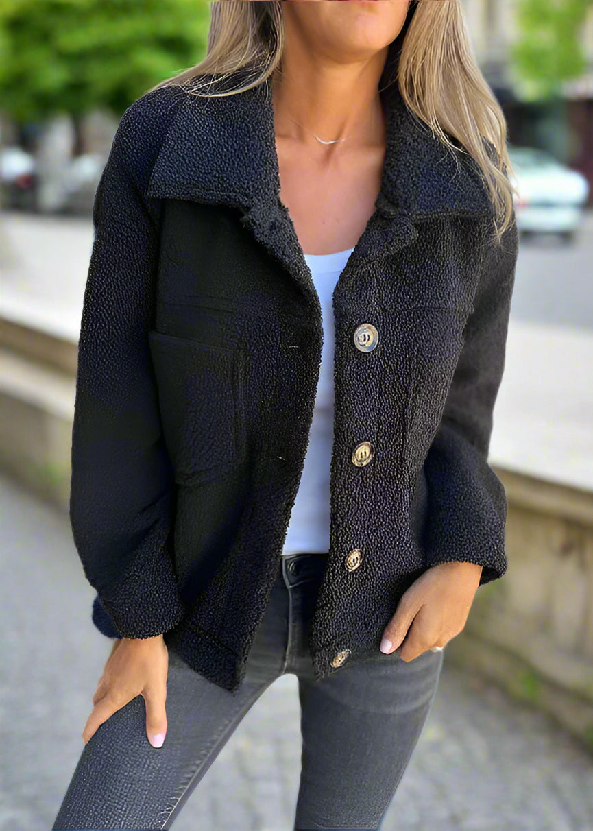 Marlene elegante Jacke mit einzigartigem umgekehrtem Kragen-Design