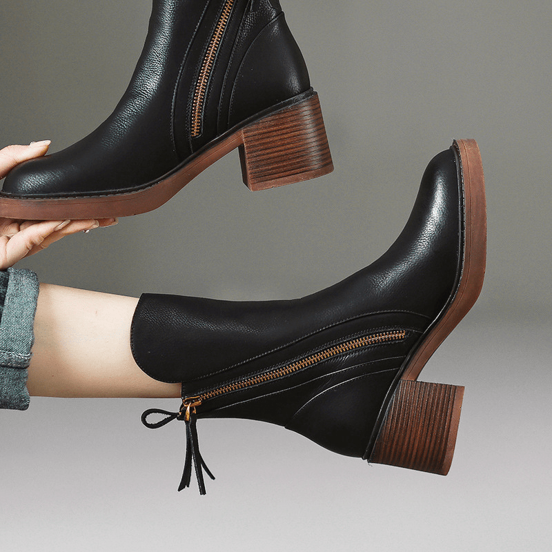 SableLift Damenstiefel mit Kurzer Absatz – Elegante Ankelstiefeletten für den Alltag