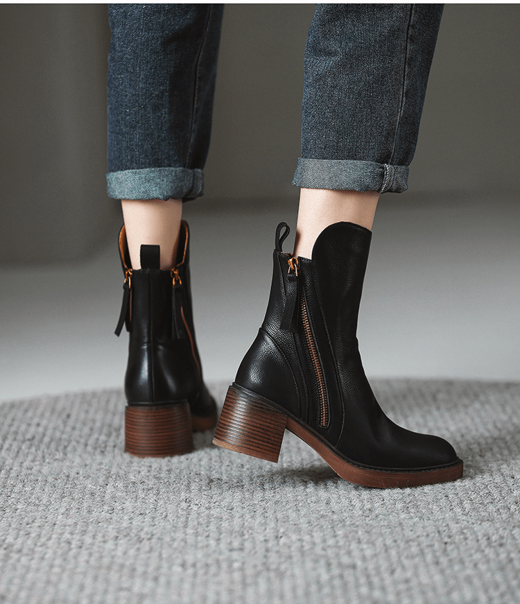 SableLift Damenstiefel mit Kurzer Absatz – Elegante Ankelstiefeletten für den Alltag