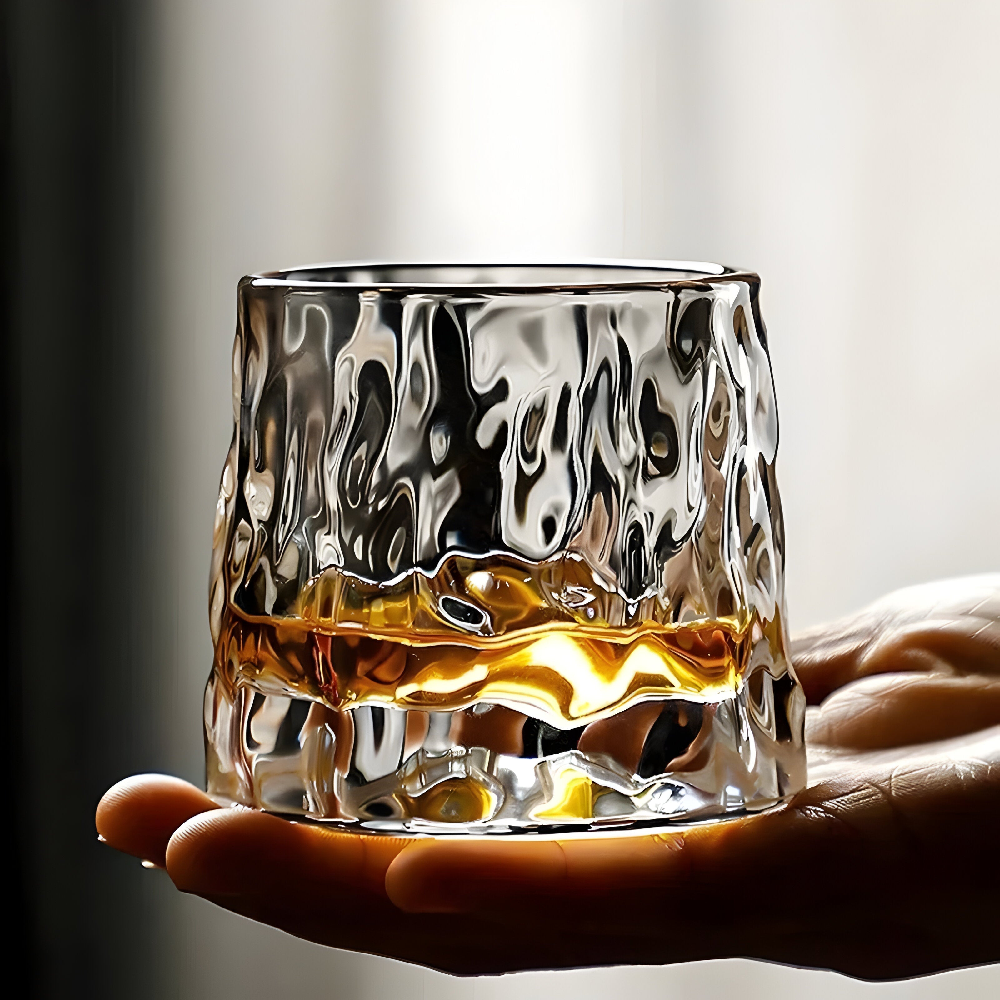 SwirlSip – Rotierendes texturiertes Whiskyglas mit auffällig geriffeltem Design