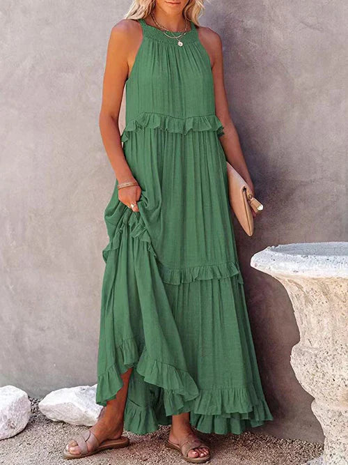 Freja – Lässiges Ärmelloses Maxikleid mit Stilvollen Trägern
