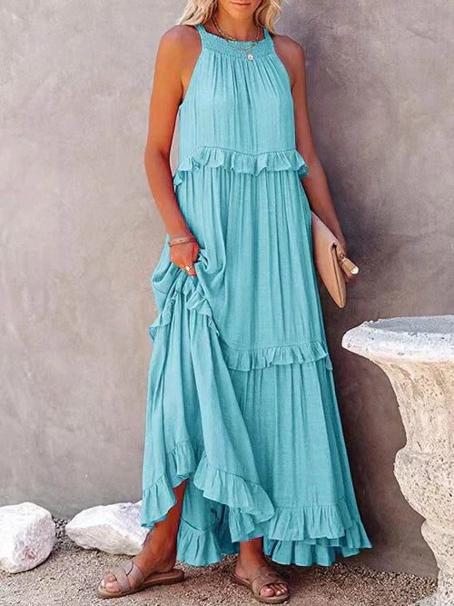 Freja – Lässiges Ärmelloses Maxikleid mit Stilvollen Trägern