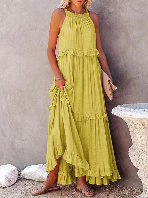 Freja – Lässiges Ärmelloses Maxikleid mit Stilvollen Trägern