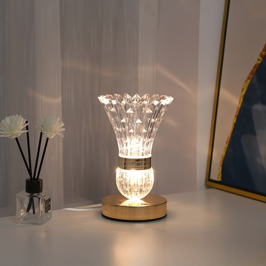 CrystalGlow elegante LED-Bordlampe – Dimmbares Licht für umgebende Eleganz