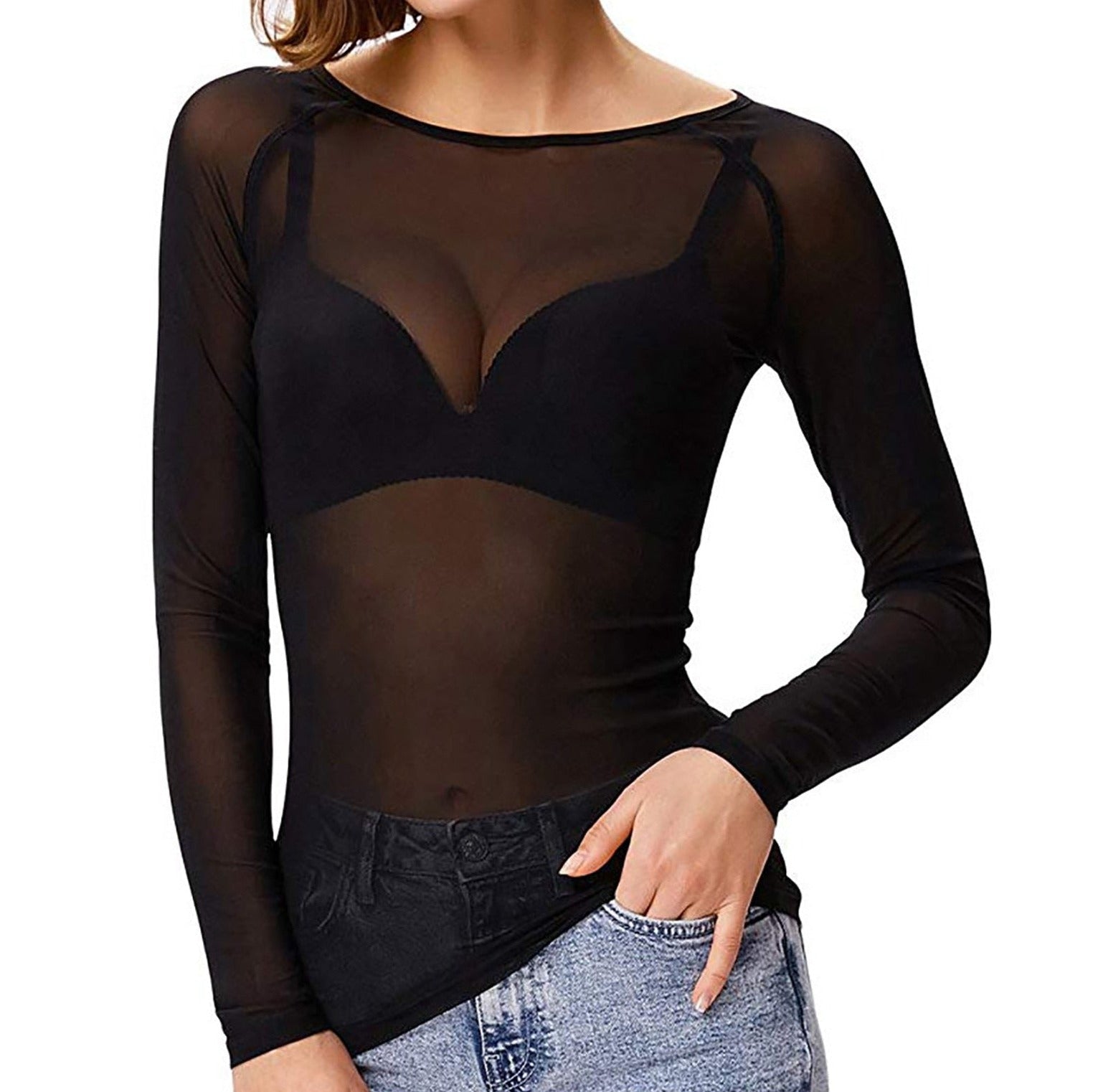 Shine Langarm Mesh-Top