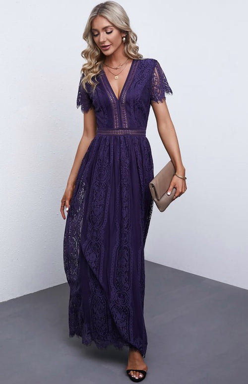 Élise Elegante Lang-Kleid mit offenen Details – Schickes kurzes Maxikleid