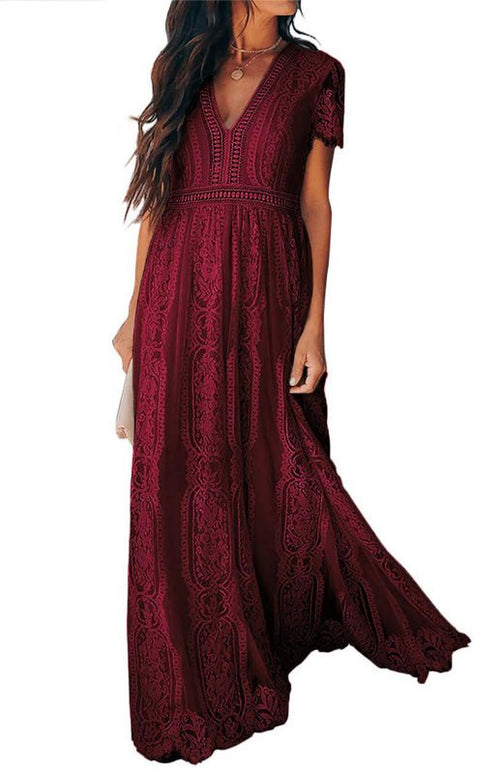 Élise Elegante Lang-Kleid mit offenen Details – Schickes kurzes Maxikleid