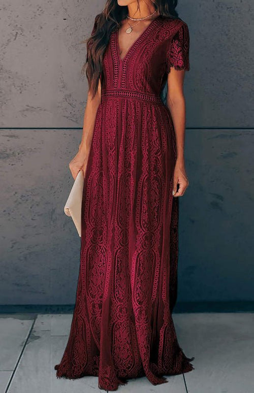 Élise Elegante Lang-Kleid mit offenen Details – Schickes kurzes Maxikleid