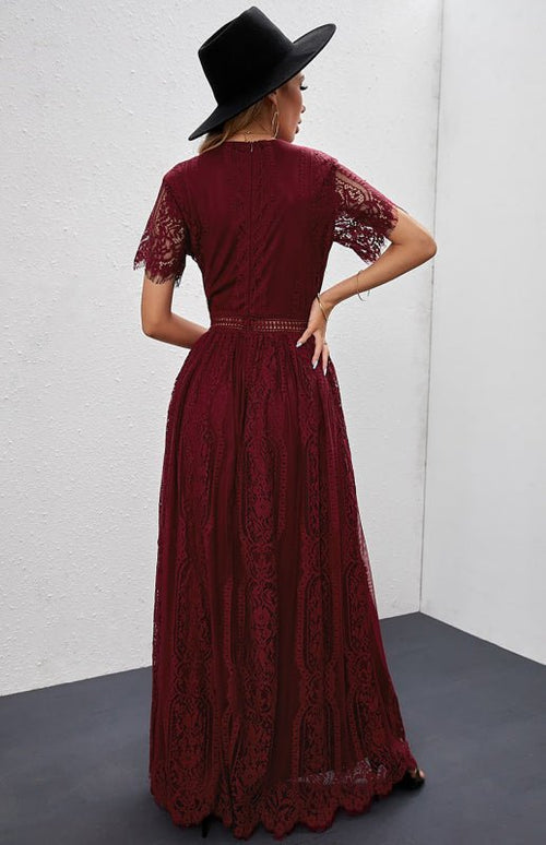 Élise Elegante Lang-Kleid mit offenen Details – Schickes kurzes Maxikleid
