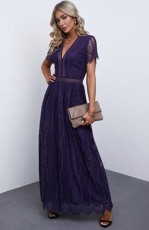 Élise Elegante Lang-Kleid mit offenen Details – Schickes kurzes Maxikleid
