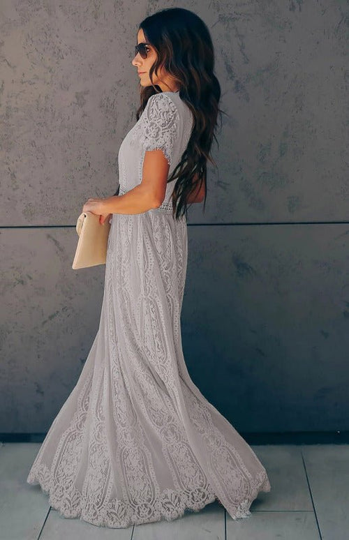 Élise Elegante Lang-Kleid mit offenen Details – Schickes kurzes Maxikleid