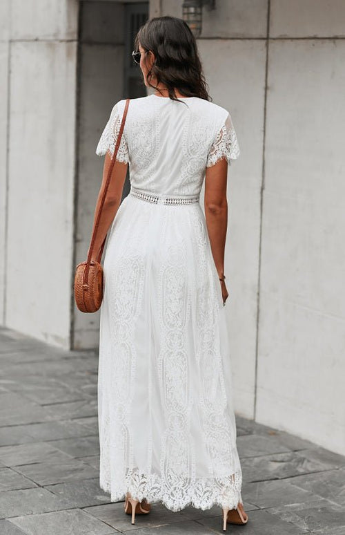 Élise Elegante Lang-Kleid mit offenen Details – Schickes kurzes Maxikleid