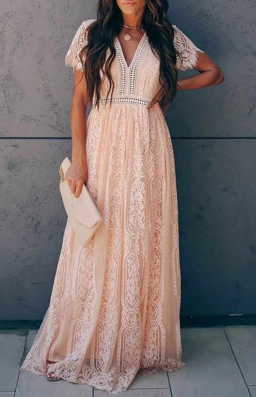 Élise Elegante Lang-Kleid mit offenen Details – Schickes kurzes Maxikleid