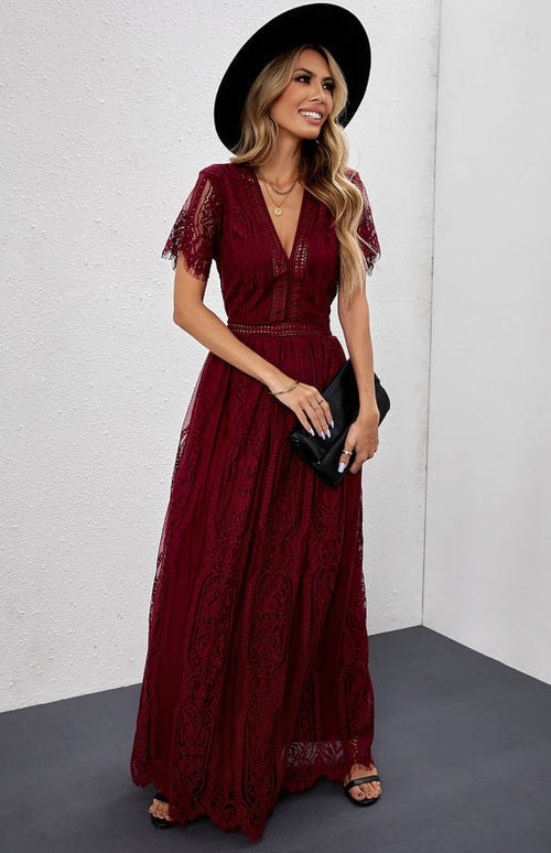 Élise Elegante Lang-Kleid mit offenen Details – Schickes kurzes Maxikleid