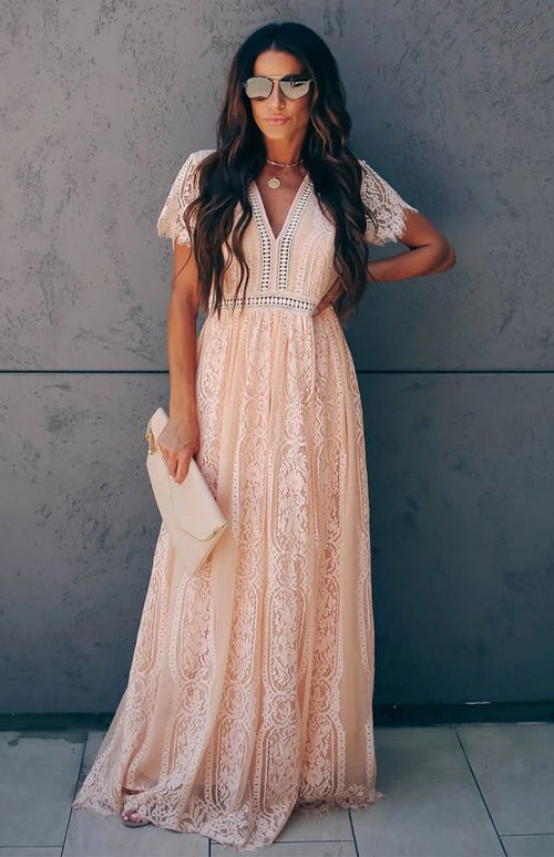 Élise Elegante Lang-Kleid mit offenen Details – Schickes kurzes Maxikleid