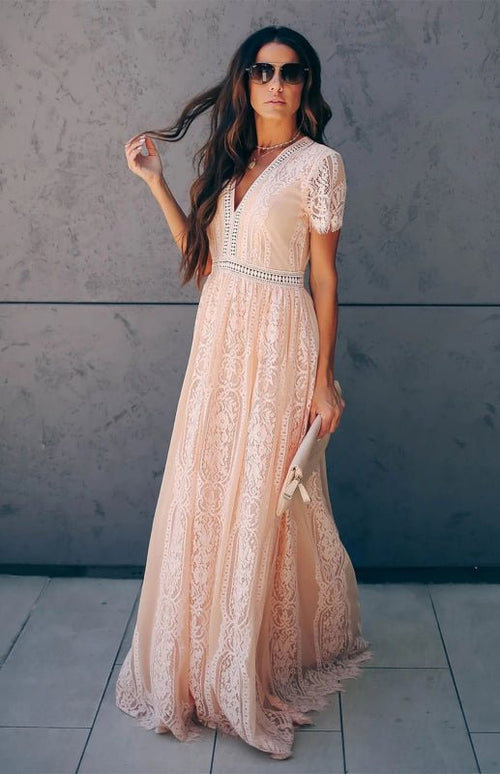 Élise Elegante Lang-Kleid mit offenen Details – Schickes kurzes Maxikleid