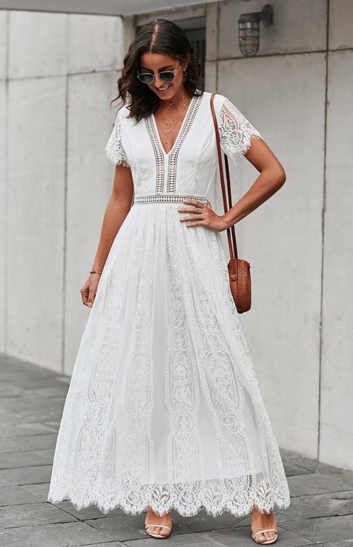 Élise Elegante Lang-Kleid mit offenen Details – Schickes kurzes Maxikleid
